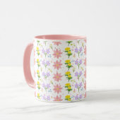 Soft Pastel Wildflower Pattern Two-Tone mug マグカップ (正面左)