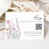 Soft Pastel Wildflower QR Code Wedding RSVP Card