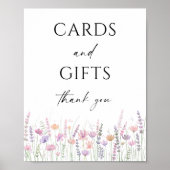 Soft Pastel Wildflower Wedding Cards & Gifts Sign ポスター (正面)