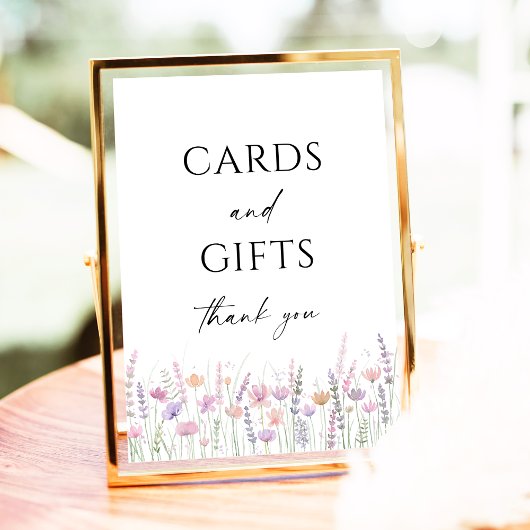 Soft Pastel Wildflower Wedding Cards & Gifts Sign ポスター