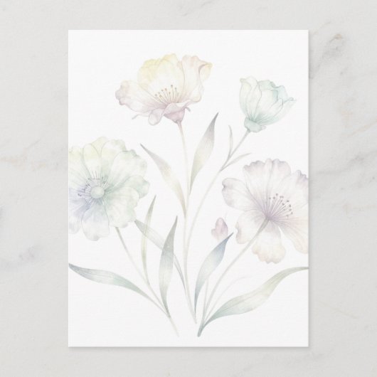 Soft Pastel Wildflowers Watercolor Grace ポストカード (正面)