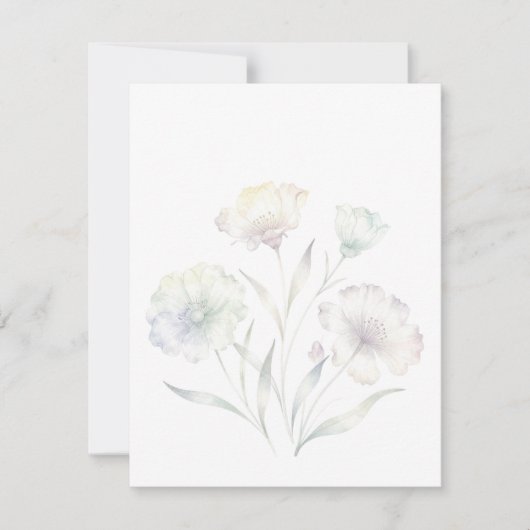 Soft Pastel Wildflowers Watercolor Grace 出欠カード (正面)