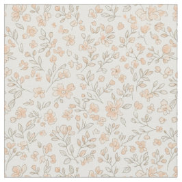 Soft Peach 1940s Vintage Utility Floral ファブリック