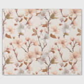 Soft Peach Blossom Ivory Floral Pattern ラッピングペーパー (フラット)