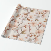 Soft Peach Blossom Ivory Floral Pattern ラッピングペーパー (アンロールド)