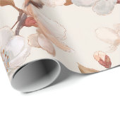 Soft Peach Blossom Ivory Floral Pattern ラッピングペーパー (ロールコーナー)