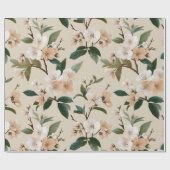 Soft Peach Blossom Ivory Floral Pattern ラッピングペーパー (フラット)