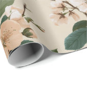 Soft Peach Blossom Ivory Floral Pattern ラッピングペーパー (ロールコーナー)