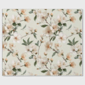 Soft Peach Blossom Ivory Floral Pattern ラッピングペーパー (フラット)