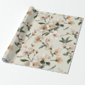 Soft Peach Blossom Ivory Floral Pattern ラッピングペーパー (アンロールド)