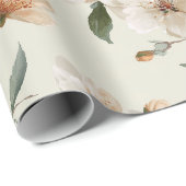 Soft Peach Blossom Ivory Floral Pattern ラッピングペーパー (ロールコーナー)