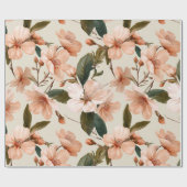 Soft Peach Blossom Ivory Floral Pattern ラッピングペーパー (フラット)