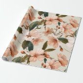 Soft Peach Blossom Ivory Floral Pattern ラッピングペーパー (アンロールド)