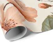 Soft Peach Blossom Ivory Floral Pattern ラッピングペーパー (ロールコーナー)