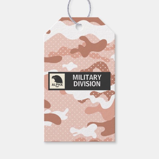 Soft Peach Camouflage Dots Pattern ギフトタグ (正面)