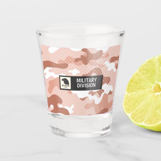 Soft Peach Camouflage Military Shot Glass ショットグラス (正面)