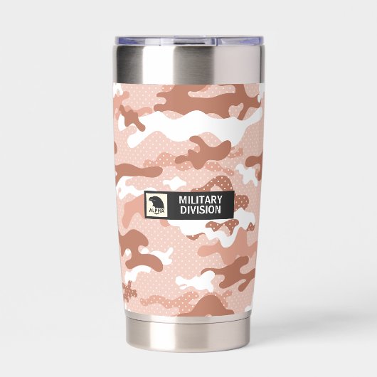 Soft Peach Camouflage Pattern 保温保冷タンブラー (正面)