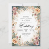 Soft Peach Floral Archway Wedding 招待状 (正面)