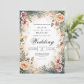 Soft Peach Floral Archway Wedding 招待状 (スタンド正面)