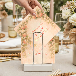 Soft Peach Floral Baby Shower スタンダードカクテルナプキン