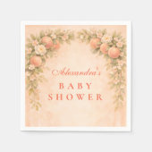 Soft Peach Floral Baby Shower スタンダードカクテルナプキン (正面)