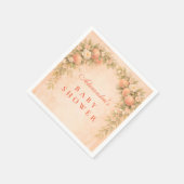 Soft Peach Floral Baby Shower スタンダードカクテルナプキン (角)