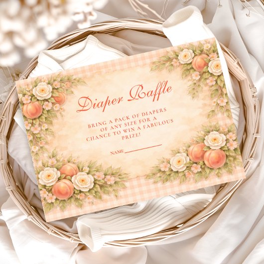 Soft Peach Floral Diapper Raffle エンクロージャーカード