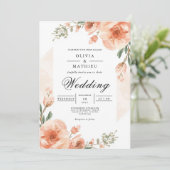 Soft Peach Floral Romance Wedding 招待状 (スタンド正面)
