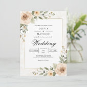 Soft Peach Foliage Accent Wedding 招待状 (スタンド正面)