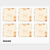 Soft Peach Garden Floral Monogram Wedding スクエアシール (シート)