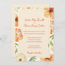 Soft Peach Garden Meadow Floral Wedding Invitation