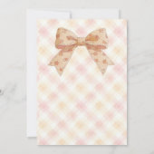 Soft Peach Gingham Pumpkin Baby Shower TMF26 招待状 (裏面)