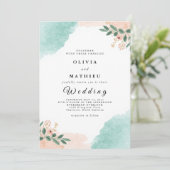 Soft Peach Mint Botanical Wedding 招待状 (スタンド正面)