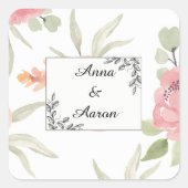 Soft Peach Spring Garden Wedding Envelope  Seal スクエアシール (正面)