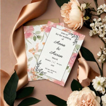 Soft Peach Spring Garden Wedding Invitation