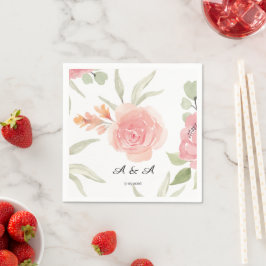 Soft Peach Spring Garden Wedding Napkin スタンダードカクテルナプキン