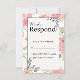 Soft Peach Spring Garden Wedding RSVP