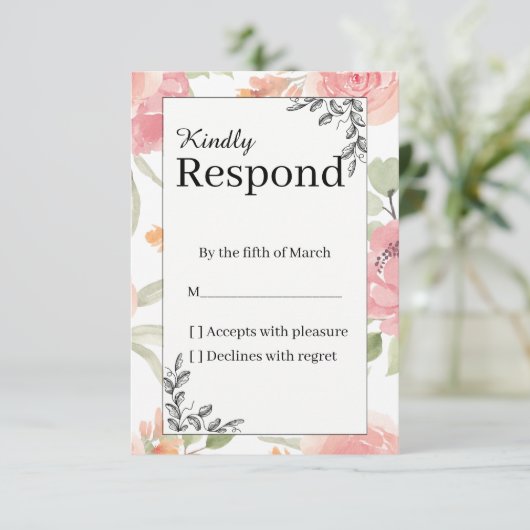 Soft Peach Spring Garden Wedding RSVP (スタンド正面)