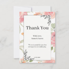Soft Peach Spring Garden Wedding Thank You  サンキューカード