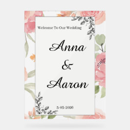 Soft Peach Spring Garden Wedding Welcome Sign アクリルサイン
