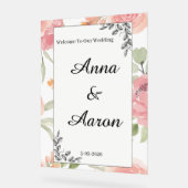 Soft Peach Spring Garden Wedding Welcome Sign アクリルサイン (傾斜)