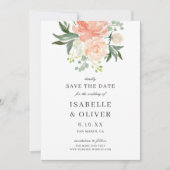 Soft Peach Watercolor Floral Wedding セーブザデート (正面)