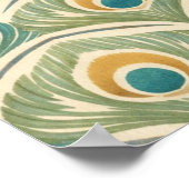 Soft Peacock Feather Artwork in Sage & Gold ポスター (角)