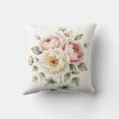 Soft Peony Bouquet Watercolor Elegance クッション (裏面)