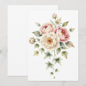 Soft Peony Bouquet Watercolor Elegance 招待状 (正面/裏面)