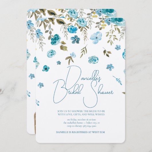 Soft Petal Rain Bridal Shower Invitation 招待状 (正面/裏面)