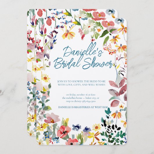 Soft Petal Rain Bridal Shower Invitation 招待状 (正面/裏面)