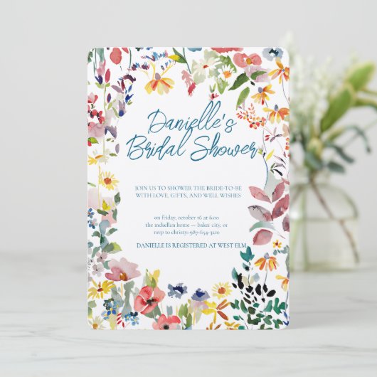 Soft Petal Rain Bridal Shower Invitation 招待状 (スタンド正面)