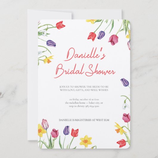 Soft Petal Rain Bridal Shower Invitation 招待状 (正面)