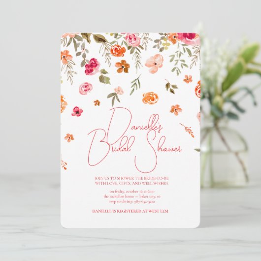 Soft Petal Rain Bridal Shower Invitation 招待状 (スタンド正面)